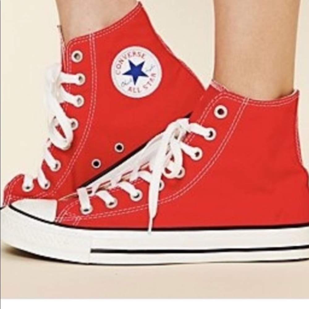 Red converse high tops